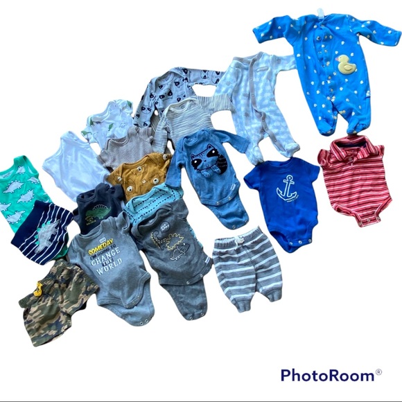 Various Other - 19 Pieces Newborn Baby Boy Clothing Bundle Onesies Sleepers Shorts Pants Shirts